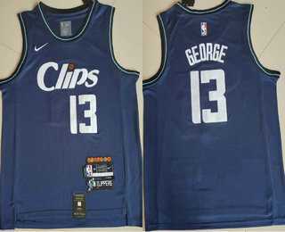 Mens Los Angeles Clippers #13 Paul George Blue 2024 City Edition Swingman Sponsor Stitched Jersey->los angeles clippers->NBA Jersey